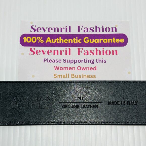 Versace Jeans Couture Belt Womens 80/ S Black Genuine Leather Gold Buckle NWT